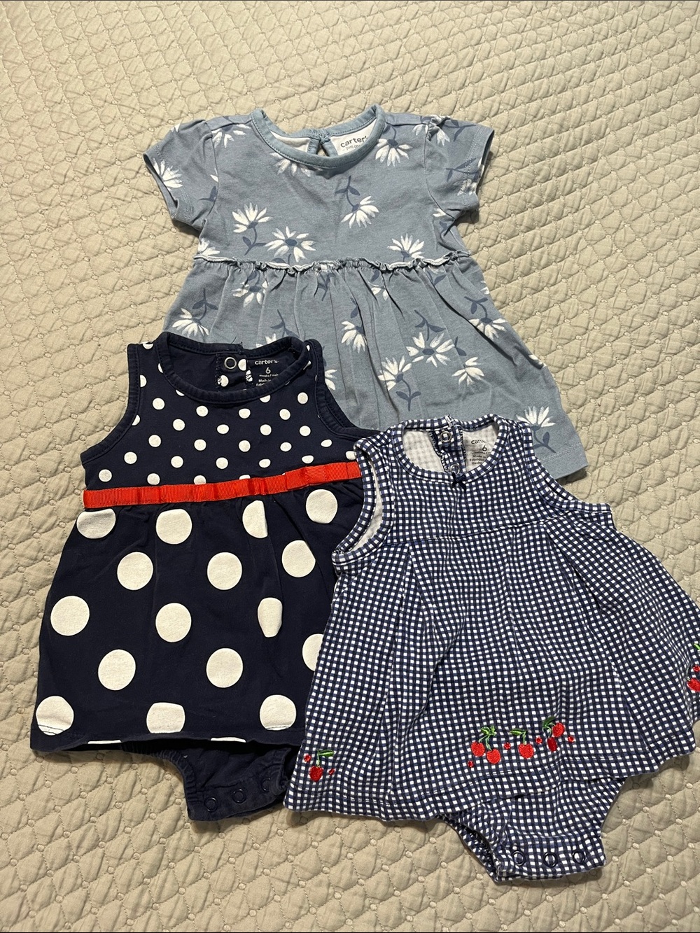 Carter's Blue Floral Cotton Baby Dress - Girls